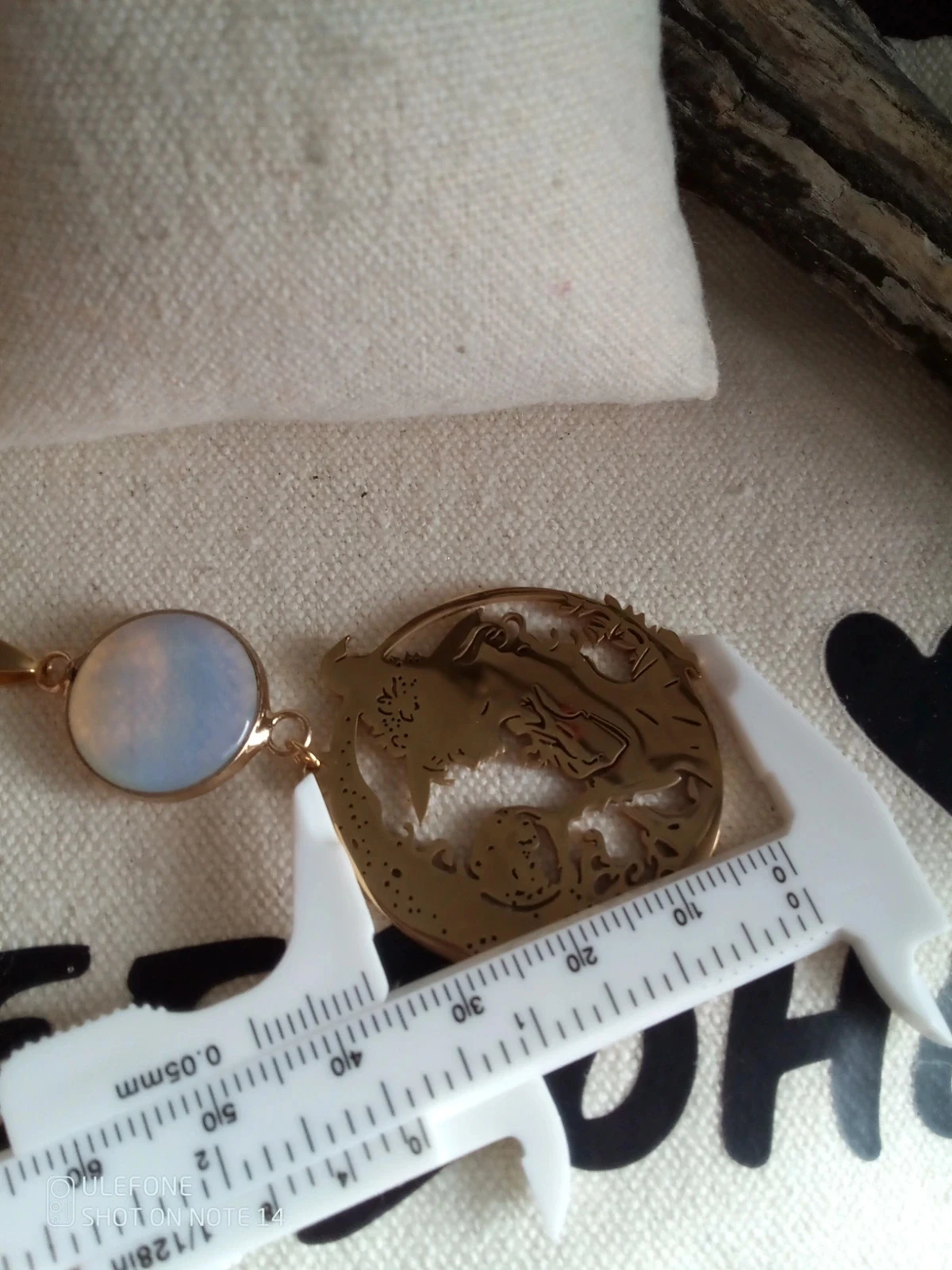 Bohemien gouden heksenmaan collier en opaal hanger – photo 3